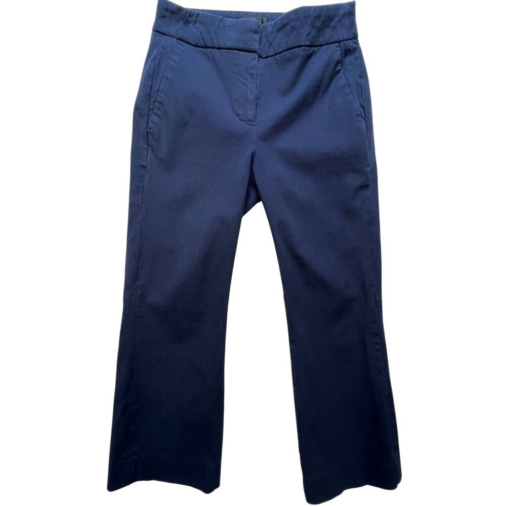 J.Crew Womens Viscose Casual Pants Straight Leg Stretch Flat Front Size 00P Blue